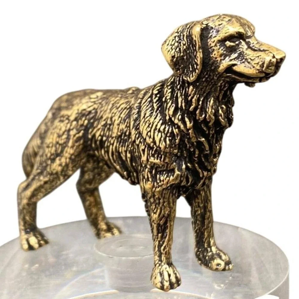 Brass Golden Retriever Dog Figurine Standing Desk Decor Dog Lover Gift